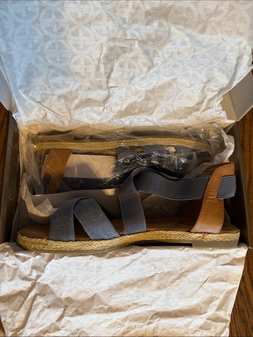 Giani Bernini Gray and Tan Espadrille Strap Sandals